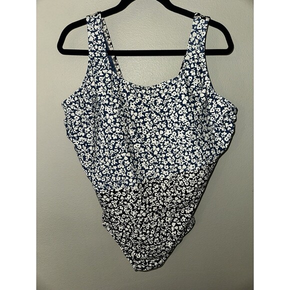 Lands End Plus Size Womens Swimsuit Bathing Suit Size 20 Bathing Suit Blue Black - Picture 1 of 6